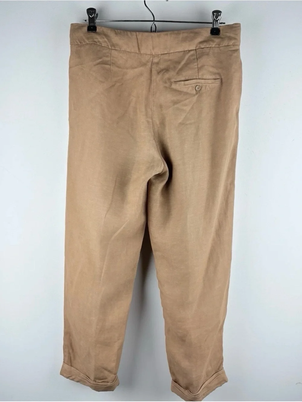 Aritzia Wilfred Allant Linen Blend Tan Crop Pants Chic Boho Business Size 2